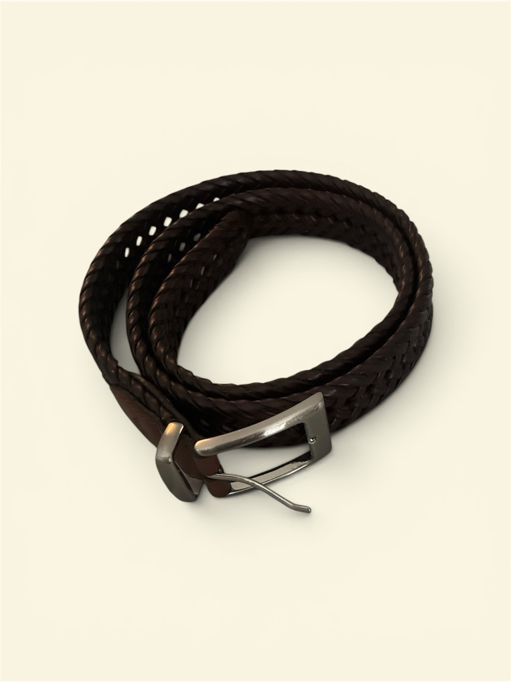 Men’s leather braided belt